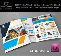 indesign模板－办公文具产品手册(双折页)：Stationery Products Catalog Bi- Fold Brochure 